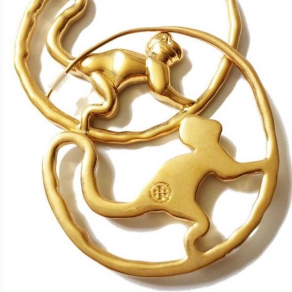 Tory Burch 'Call of the Wild' gold plated hoops